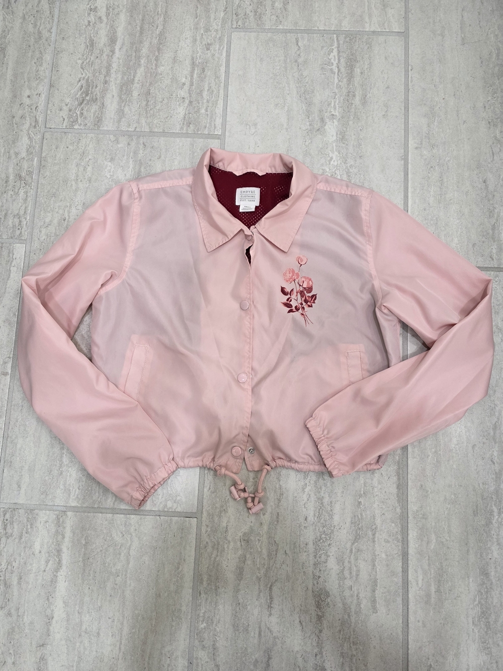 Empyre Light Pink Floral Coach Bomber Jacket